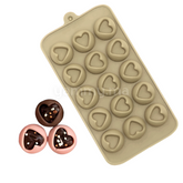 Moule Silicone à Chocolat Demi-Sphère avec Trou Cœur (x15)